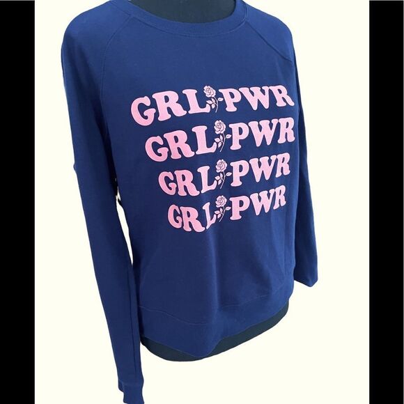 New with tags Rebecca Minkoff navy/pink Girl Power Sweatshirt , size M - Picture 4 of 9